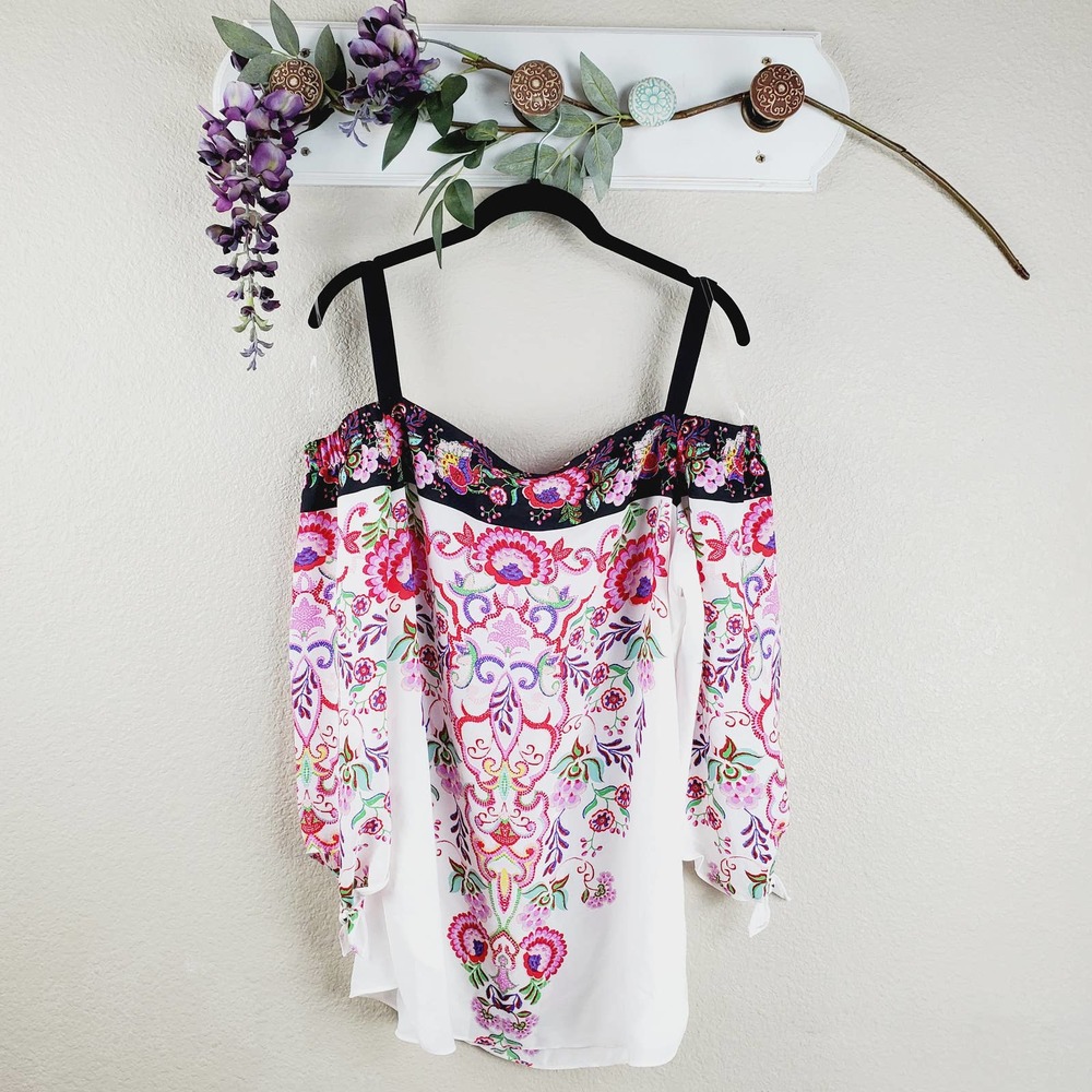 Chenault Floral Cold Shoulder Strap Blouse